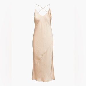 NWT Aritzia Wilfred Only Slit Slip Midi Dress Flax Beige Champagne XS